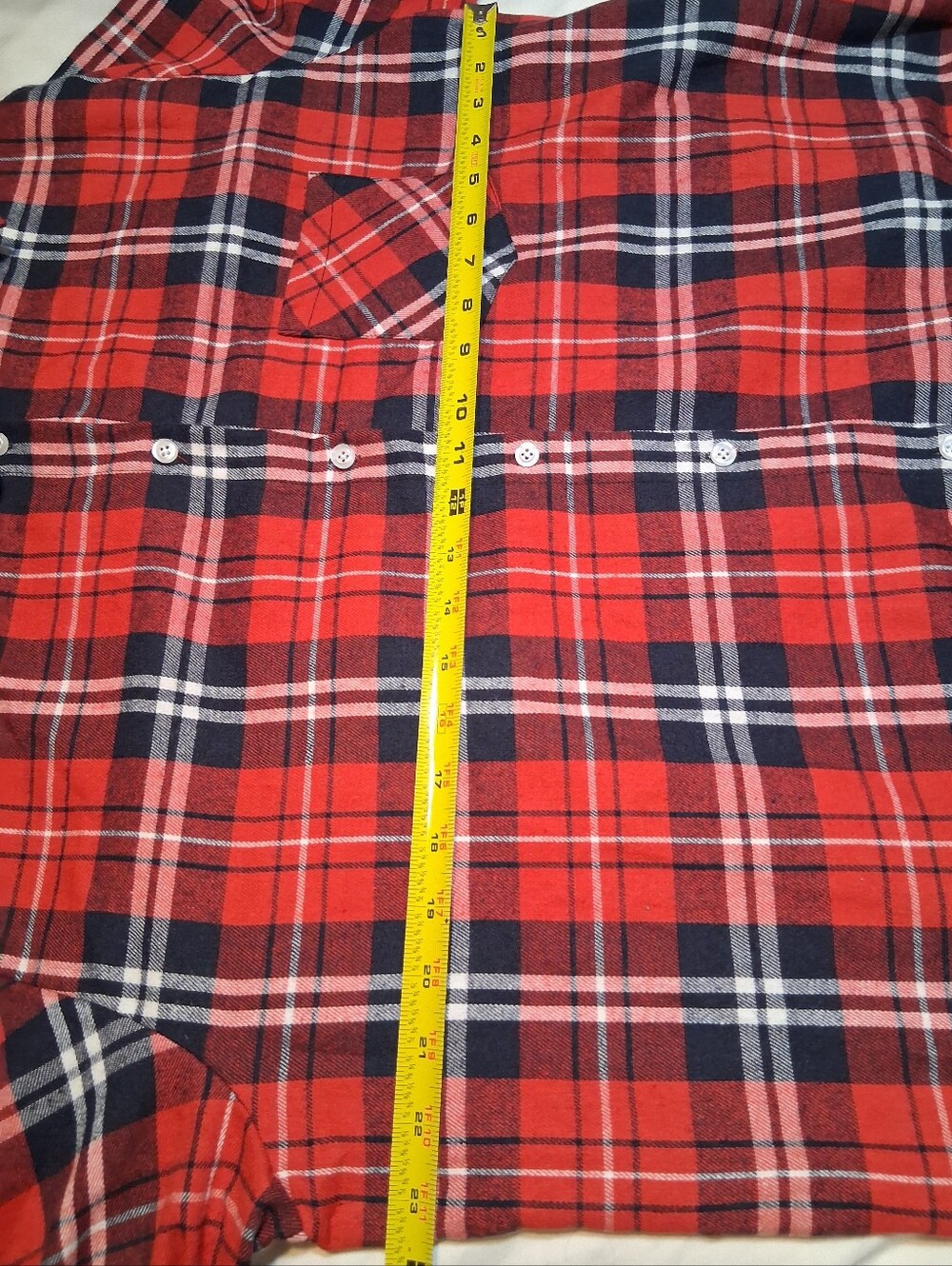 2XL Men's Flannel Button Down Shirt Red Blue Plaid Long Sleeve Pocket Sangtree - Picture 6 of 10